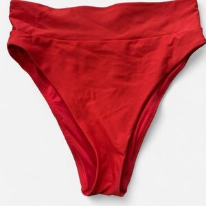 Aerie Coral High-Waisted Cheeky Bikini Bottom